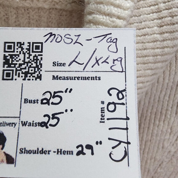 Cream Knit Quarter Zip Poncho Cardigan Size L/XL - Picture 7 of 7